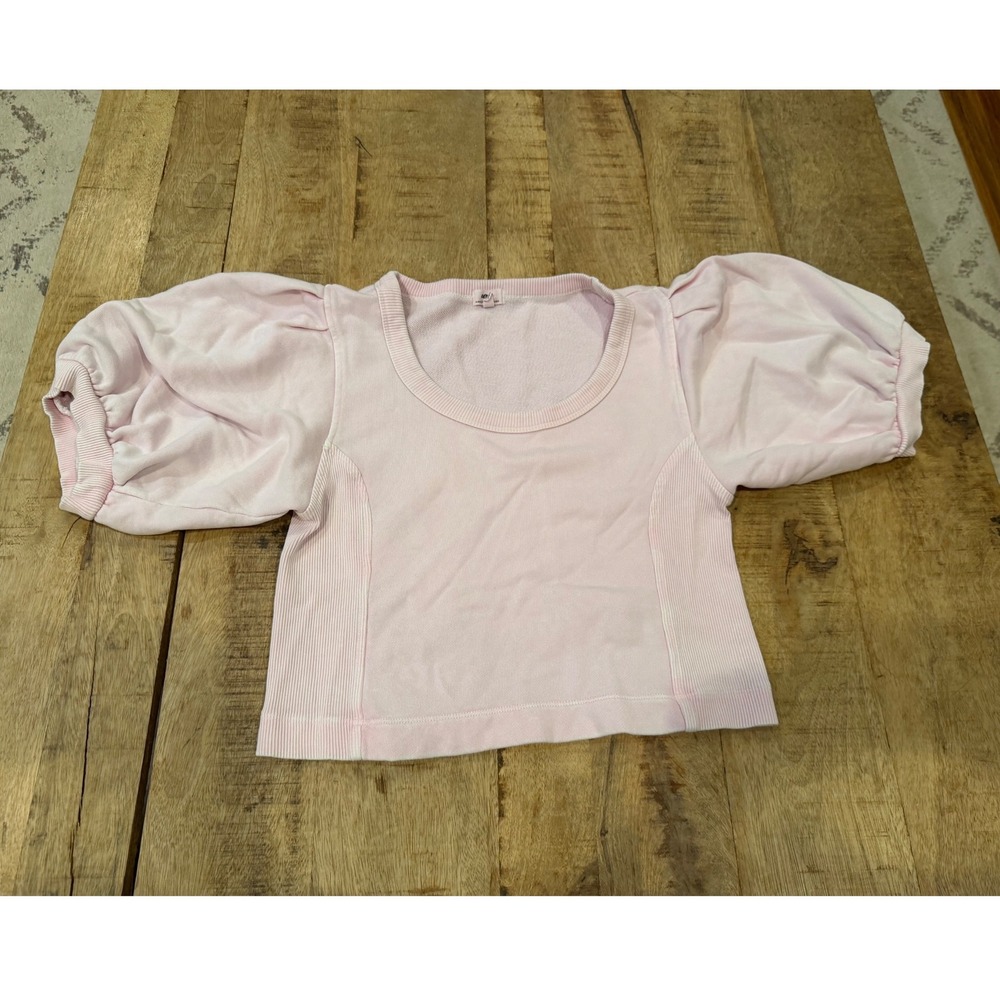 Aerie Seams Right Pink Short Sleeve Sweatshirt Medium